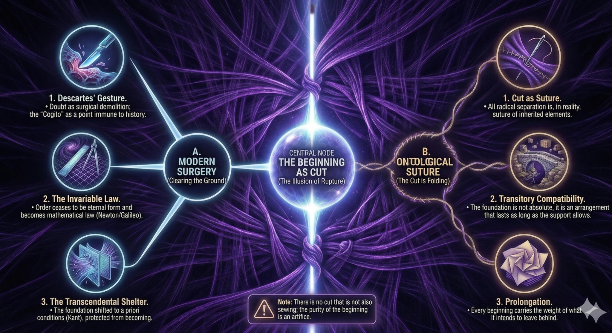 Visual summary of the text The Beginning That Wanted Cut