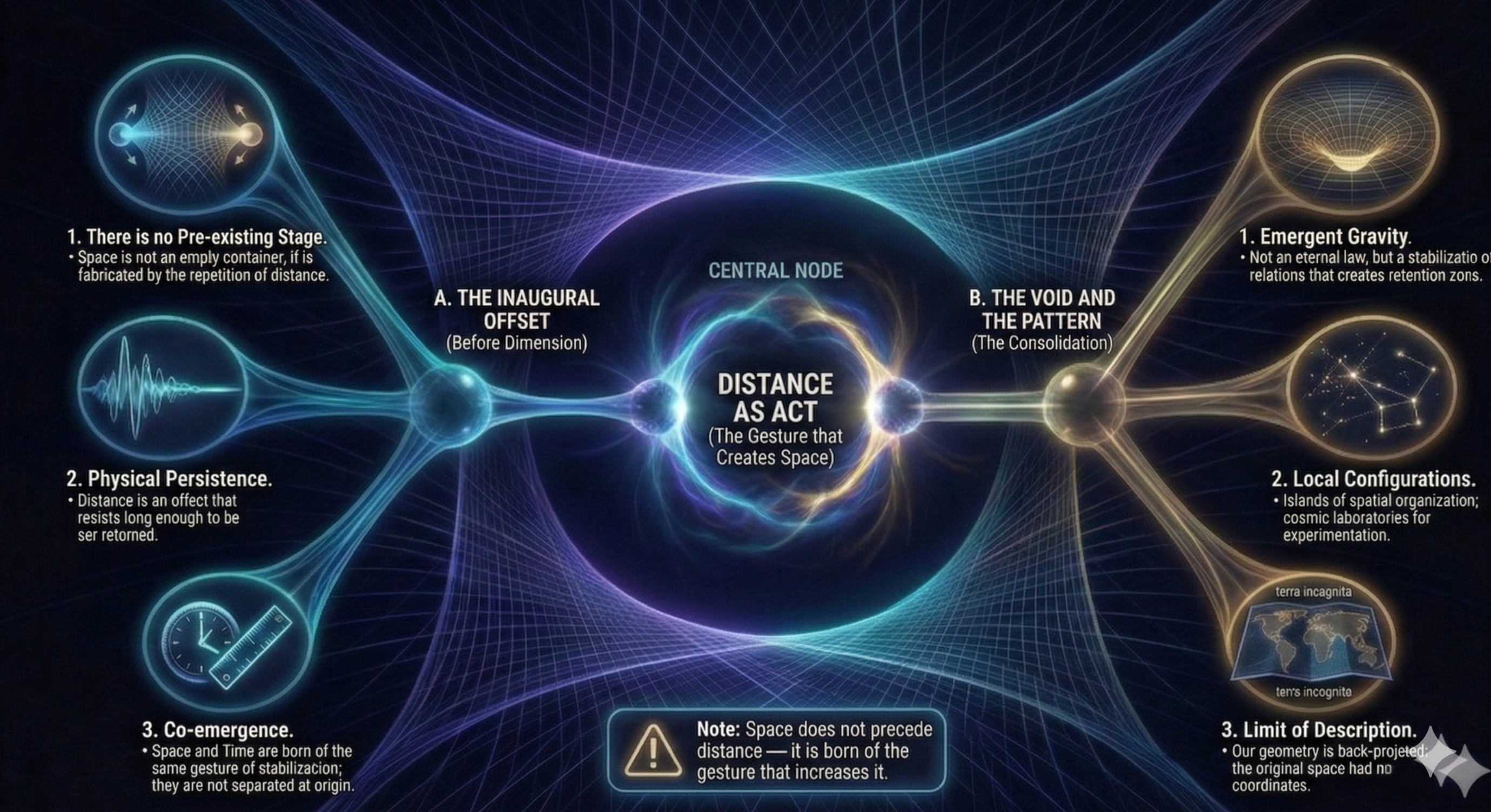Visual representation of the emergence of space as a relationship - Field I of OCE