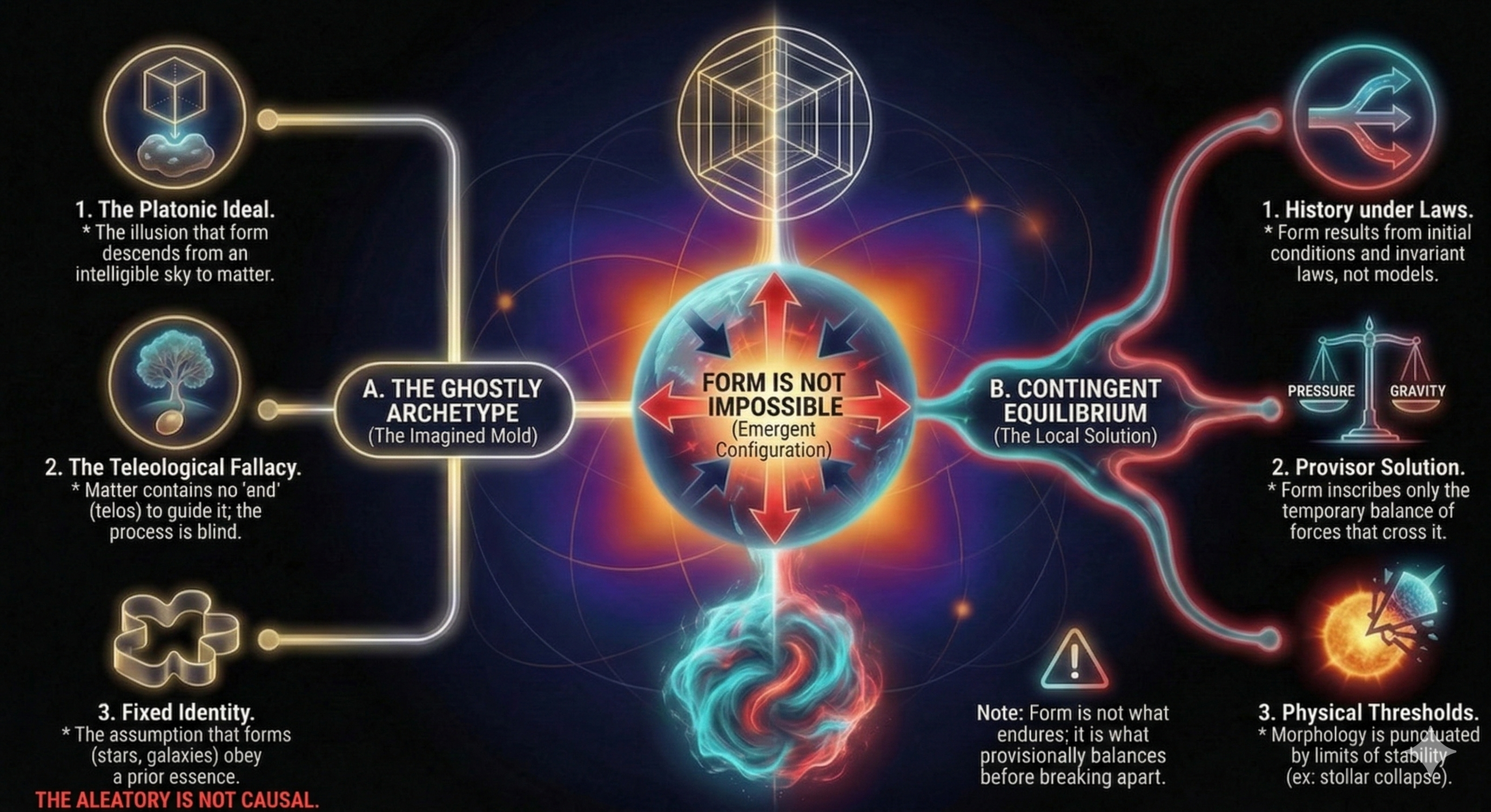 Illustration of nebulae and stars demonstrating the contingent formation of astronomical forms - Field I of the Ontology of Emergent Complexity